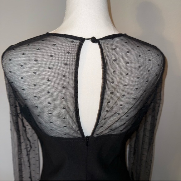 Elegant‎ Black Lace Chest/Sleeves Mid-Calf Dress Sophisticated Goth Ladies L - Picture 5 of 11